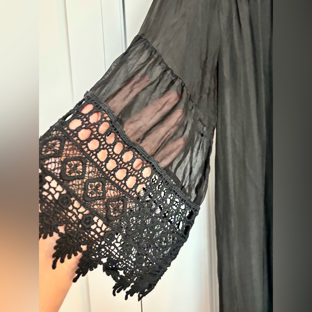 ‼️ SOLD 🛍️ 100% Silk LARA GUIDOTTI Elegant Black Lace Dress Made in Italy - Picture 7 of 14
